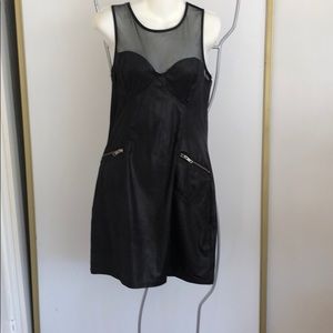 Pleather fishnet dress with zippers
